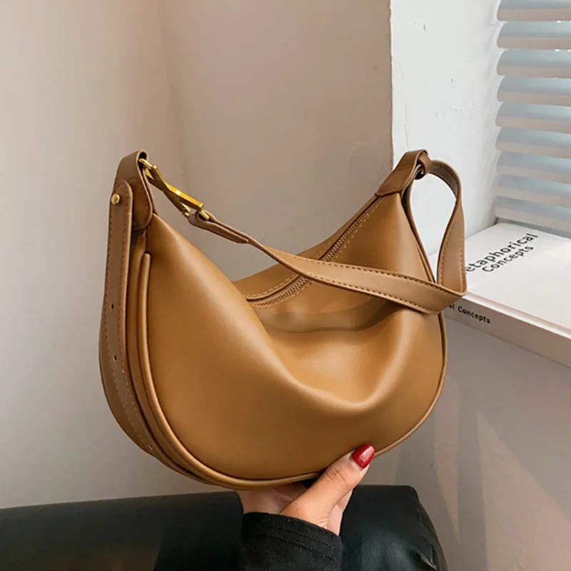

Vintage Small PU Leather Saddle Bag Armpit Crossbody Bags for Women 2022 hit Winter Designer Lady Shoulder Purses and Handbags