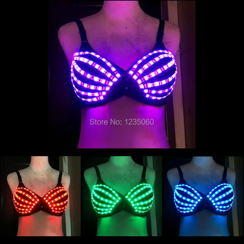 Светодиодный светящиеся очки перчатки костюм бюстгальтер сценическая