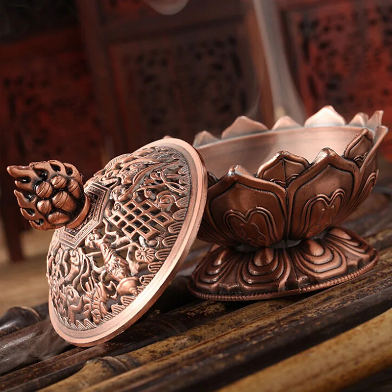 Горелка для благовоний в виде цветка лотоса подставка из сплава китайском стиле