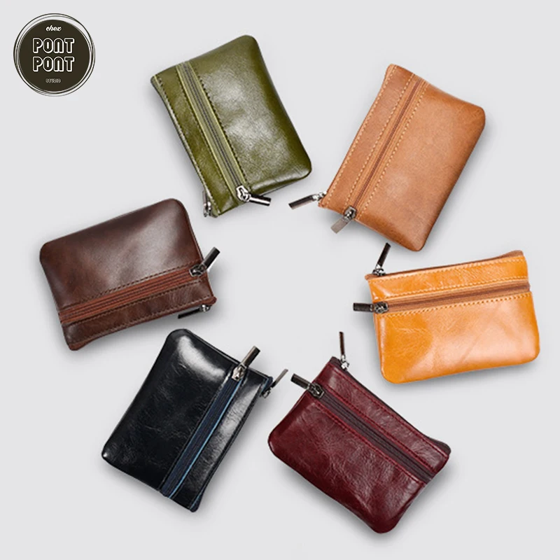 

Small Clutch Genuine Cow Leather Coin Purse Luxury Wallet Mini Bag For Keys Zipper Shopping Safe Card Holder sac a main femme OL