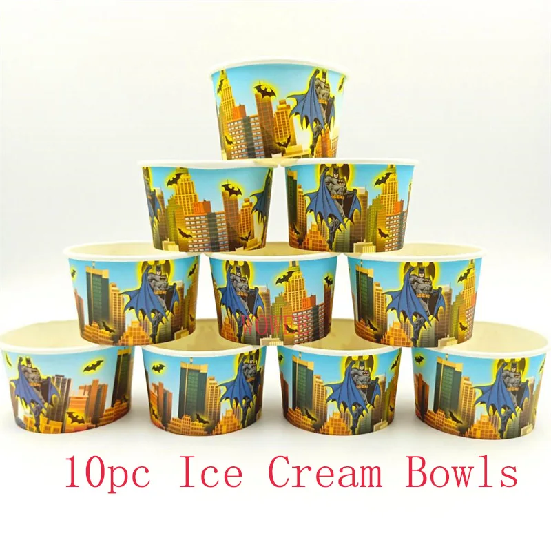 10pc Ice Cream Box Товары для вечеринки в честь Дня Рождения Бэтмена, супергероя, детская скатерть, салфетка, конфетная коробка, подарочные чашки, украшения на день рождения - Цвет: 10pc Ice Cream Box
