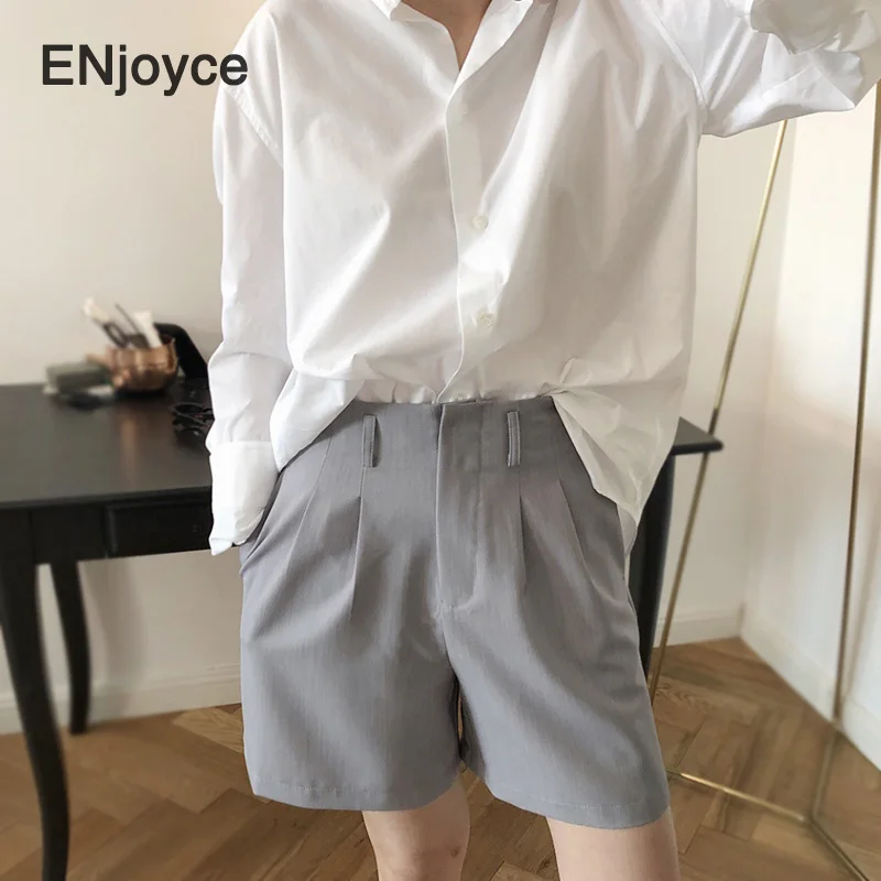 Trendy Grey Suit Shorts Women Loose Elegant All-match High-quality Short Pants Ladies Workwear Korean Casual Wide Leg Trousers | Женская