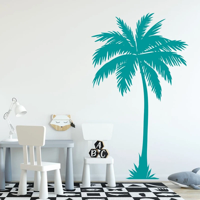 

Large Palm Tree Wall Decal Tropical Vinyl Stickers Nature Beach Sea Decor Coconut Tree Wall Art Living Bedroom Nursery Kids P491