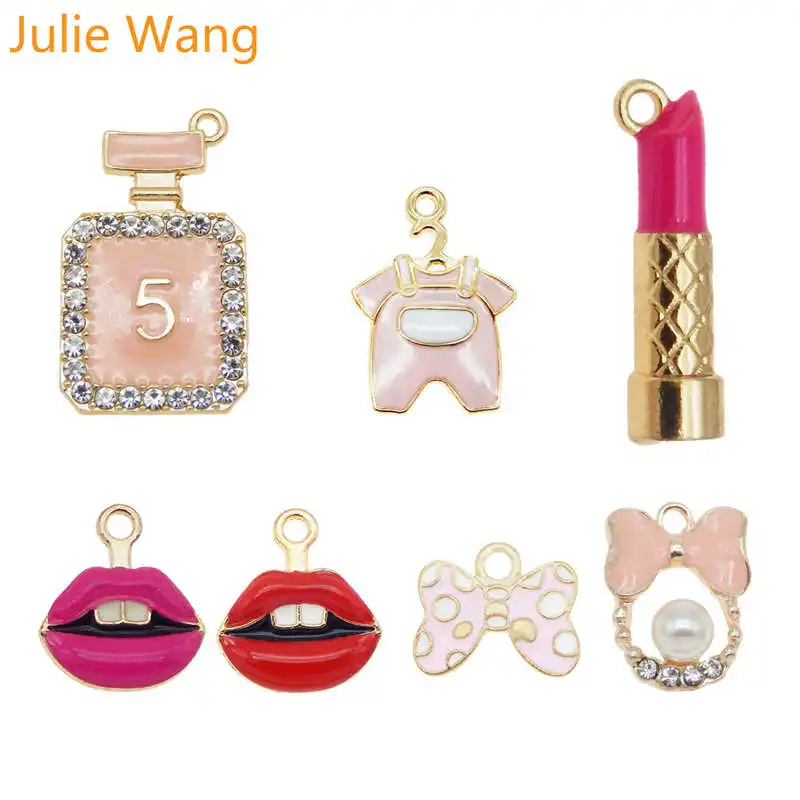 Julie Wang 7 шт. Смешанные Подвески из сплава для девушек серия Розовая ткань
