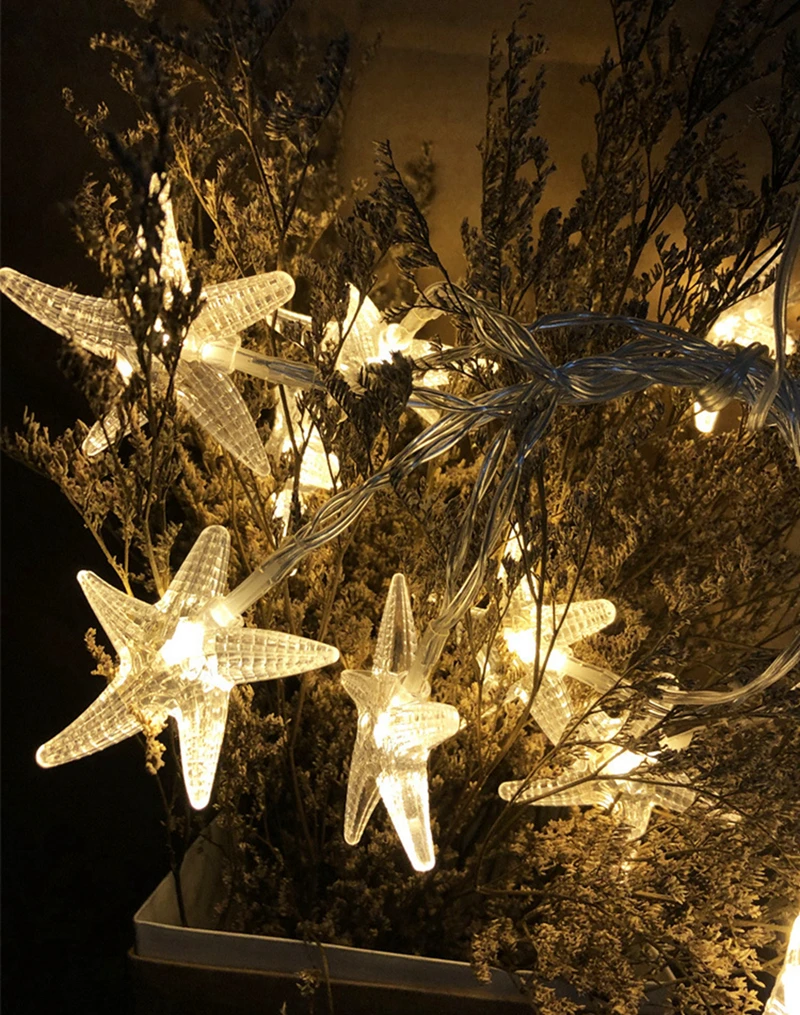 String Lights Starfish String Lights USB Style Battery Style Outdoor Indoor Bedroom Window Christmas Tree Decoration 1pc