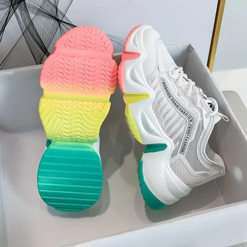 Массивные кроссовки для женщин дизайнерская модная обувь на платформе со