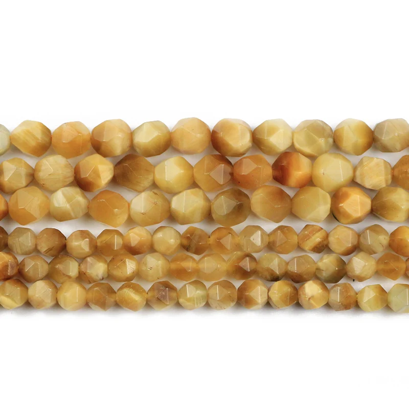 HGKLBB Natural Faceted Gold Tiger eye Stone Spacers Loose beads for Jewelry making bracelets necklace DIY accessories 6/8MM 15&quot |
