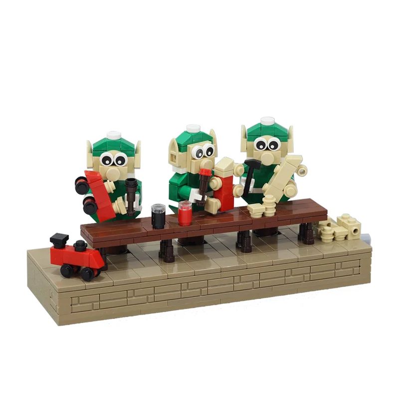

MOC Building Blocks Christmas Series Winter Village House Scene Holiday City Reindeer Truck Santa Claus Toys for Children Gifts
