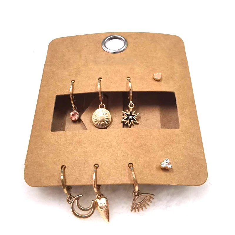 GEOMEE 8 шт. блестящие стразы Луны молния обруч Комплект сережек для женщин Мода