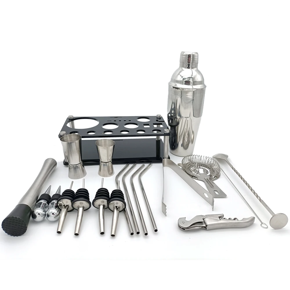 

20pcs Cocktail Set Boston Shaker Mixer Stainless Drink Making for Cocktail Drink Mixer Measuring Cup Ice Clip Bar Accessories
