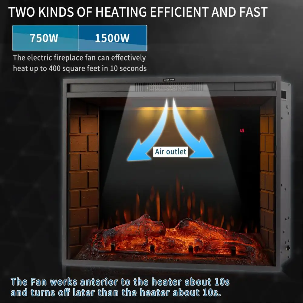 1 комплект утопленный Электрический каминный нагреватель черного цвета |