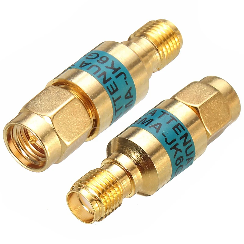 Золотой 2 Вт SMA-JK мужского и женского пола RF коаксиальный аттенюатор 6 ГГц 50ohm 3dB