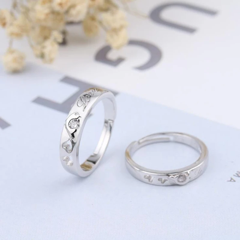 Набор колец для пары классические круглые кольца влюбленных регулируемые женщин
