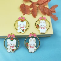jeque 10pcs cute enamel charms bear rabbit pendants bunny charms for jewelry diy accessories round golden base metal pendants