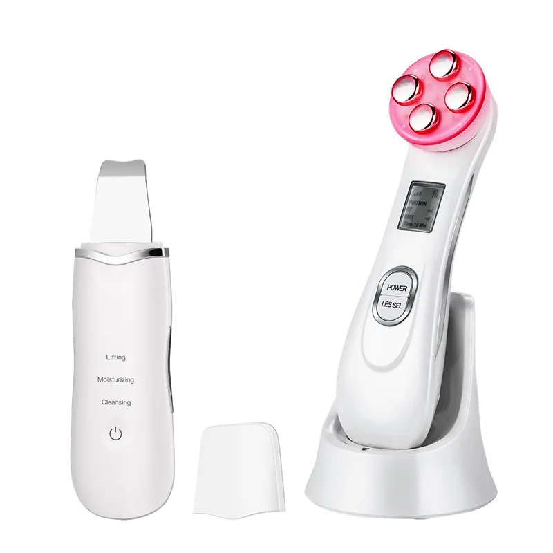 

Ultrasonic Skin Scrubber Dead Skin Remover LED Photon Facial Beauty Massager Electroporation Radio Frequency Face Firming Device
