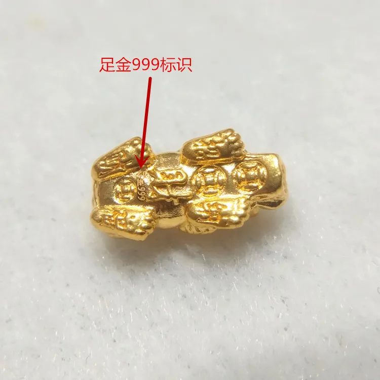 1 шт. 24 к желтый золотой кулон/удача 3D ТВЕРДОЕ ЗОЛОТО Pixiu Переводные бусины Дракон