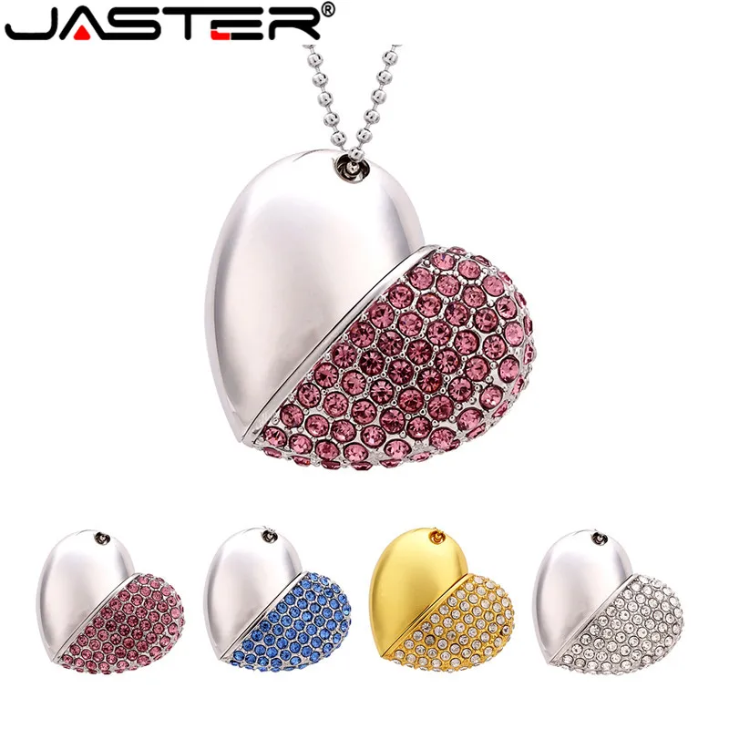 JASTER crystal LOVE heart 6 цветов модель USB 2 0 Usb флеш накопитель 4 ГБ 8 16 32 64 флешка подарок для