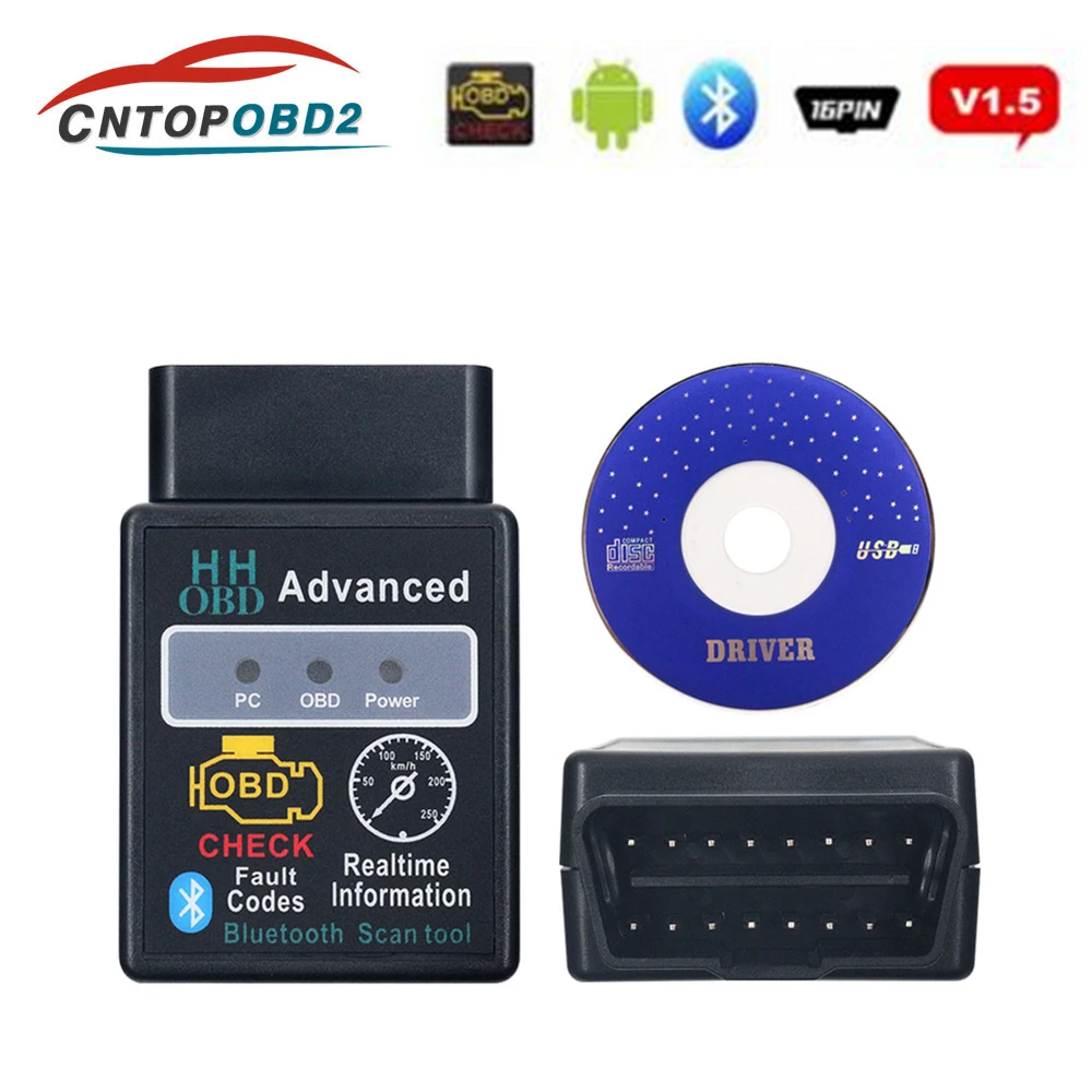OBD2 сканер ELM327 1,5 HH OBD диагностический сканер ELM 327 V1.5 Bluetooth OBDII автоматический считыватель кодов Поддержка всех OBD2 OBD 2 протокола