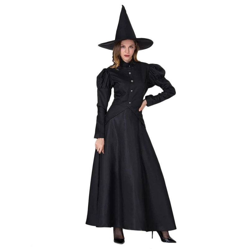 Женское платье на Хэллоуин маскарадный костюм ведьмы для взрослых черные платья