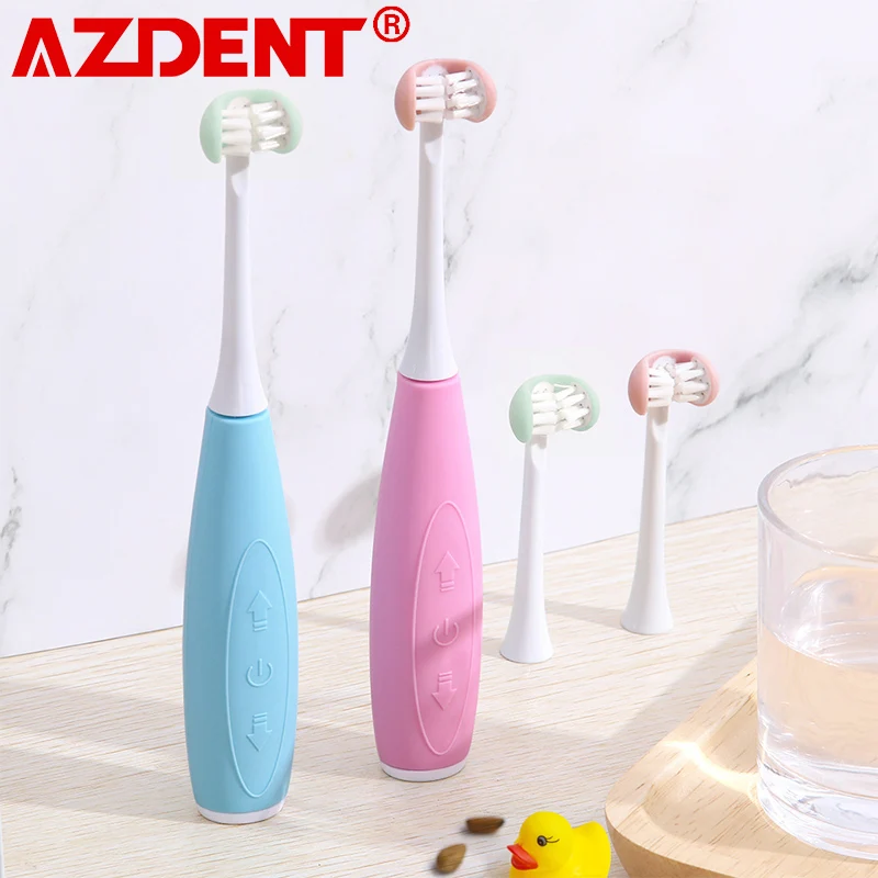 AZDENT 3 стороннее освещение детская Ультразвуковая электрическая зубная щетка с 5