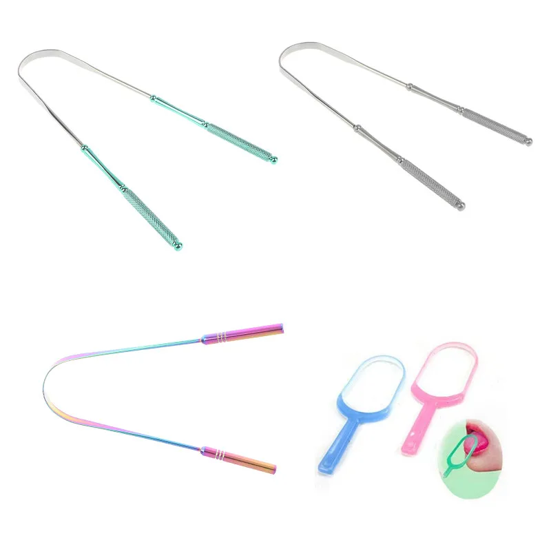 

Stainless Steel Tongue Scraper Cleaner Fresh Breath Cleaning Coated TongueToothbrush Dental Oral Hygiene Care Tools
