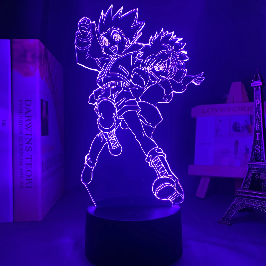 Акриловая аниме 3d лампа Hunter X Killua и Gon для спальни Декор Светильник подарок на день