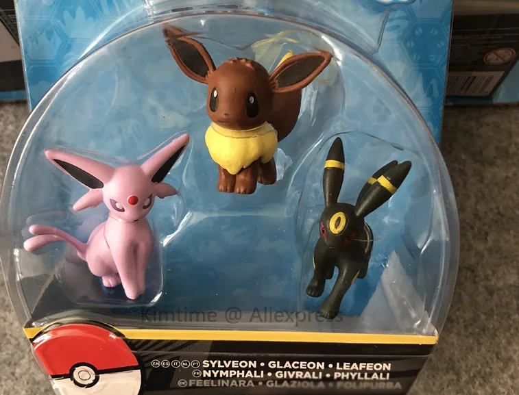 Eevee Vaporeon Jolteon flarion Espeon Umbreon Leafeon Glaceon с коробкой, фигурки, коллекция игрушек с покемонами - Цвет: with box