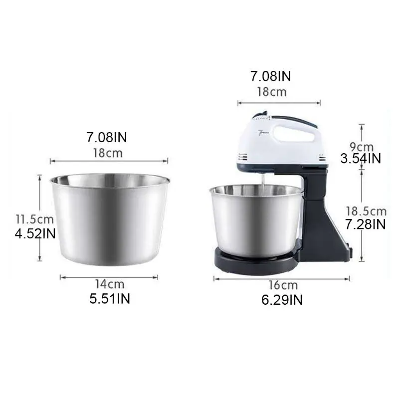 

EU Plug Electric Food Mixer 7 Speeds Adjustable Dough Blender Egg Beater Cream Automatic Mixing Desktop Whisk for Home