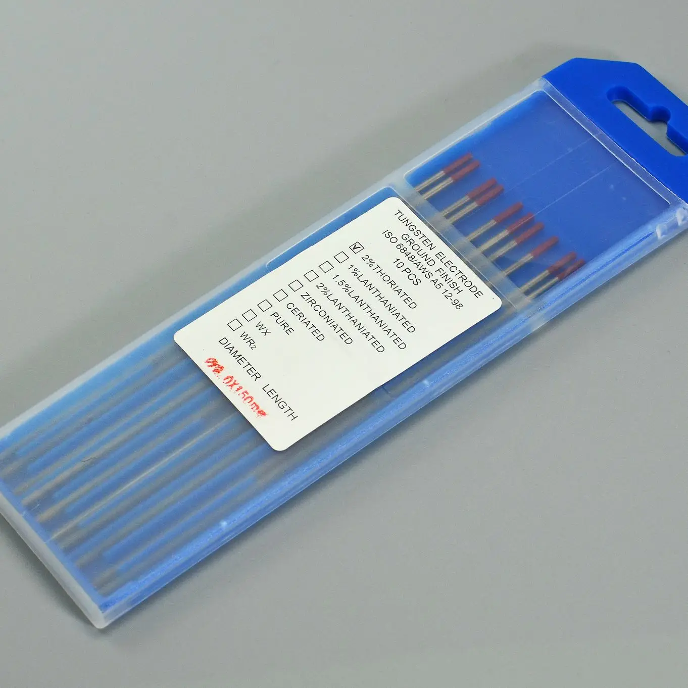 2% вольфрамовый электрод для сварки TIG WT20 красные стержни Tig 5/64 &quotx6&quot (2 0 мм x 150 мм)