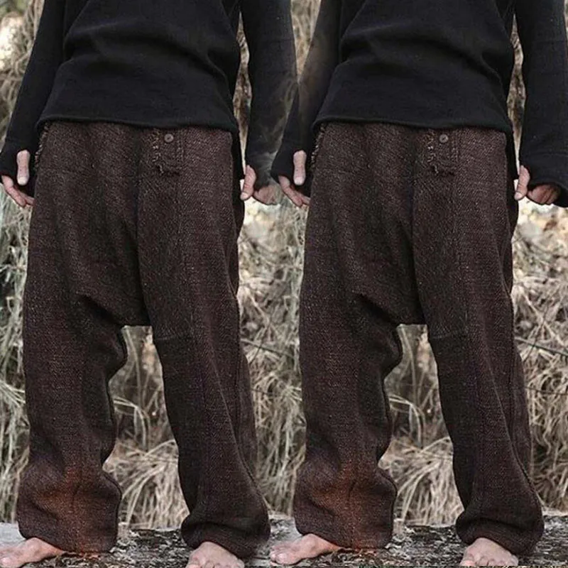 Брюки мужские свободные в средневековом стиле льняные хлопковые брюки-султанки