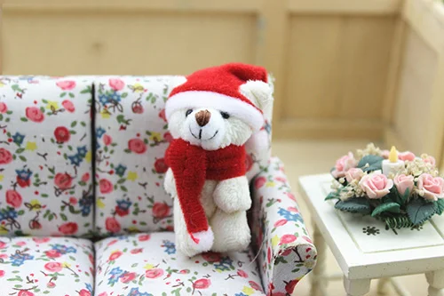 Christmas bear 1:12 Кукольный домик Миниатюрный Мини медведь куклы Рождественская игрушка матч для леса животных Семья коллекционный подарок - Цвет: Christmas bear