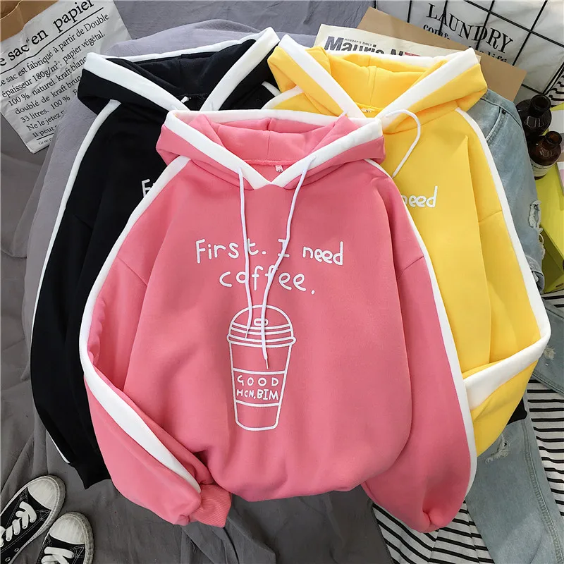 

Harajuku Oversized Hoodie Women Autumn Winter Thick Fashion Letter Print Pullovers Hooded Sweatshirt Urban Student Outfit