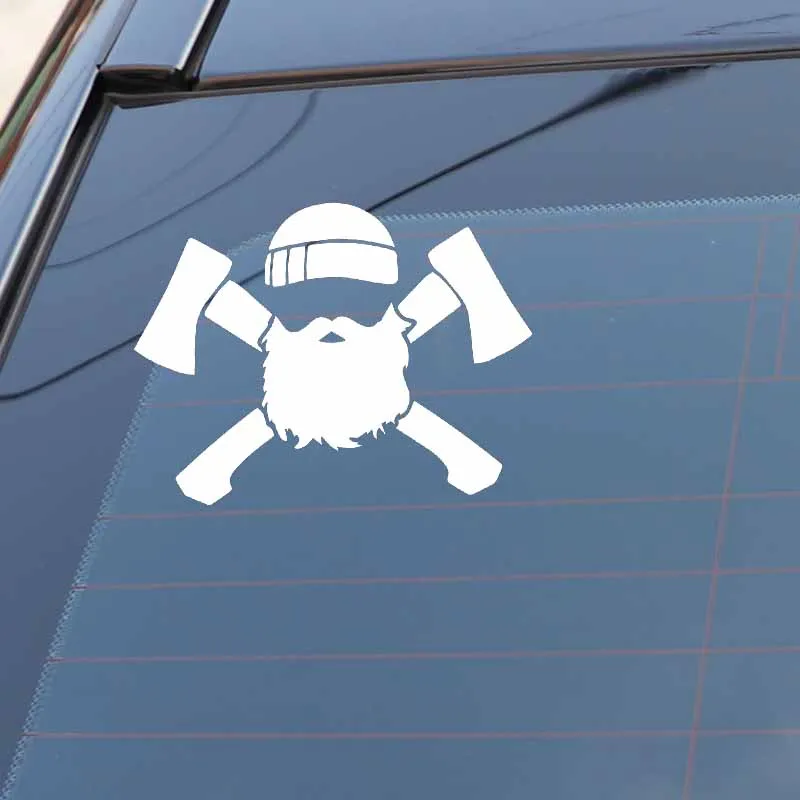 YJZT 17.3X12.8CM Lumberjack Cross Axes Personality Bumper Vinyl Decal Car Stickers C25-0631 |