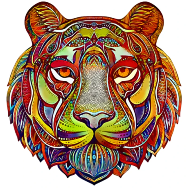 

New Artwork Wooden Puzzle Rainbow Tiger King 6 Styles Irregular Shape Toy Luxury Brand 3D Jigsaw Game Gift for Friend Kids XML