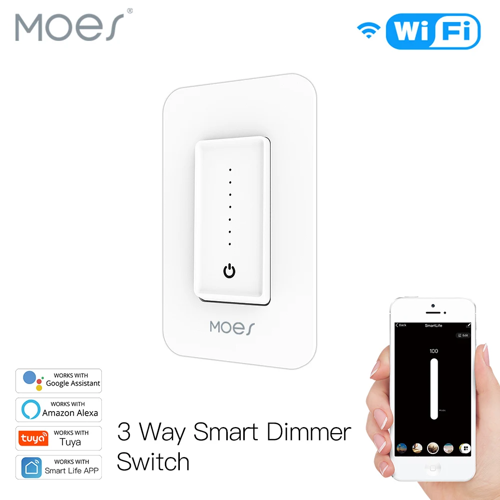 

Single Pole/3 Way Smart Dimmer Switch Replace One Dimmable Only Multi-control Alexa Google Home Voice, Smart Life App Control