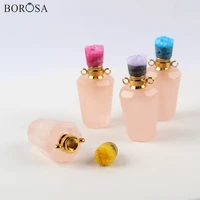 borosa natural rose crystal quartz essential oil diffuser connector coloful druzy perfume bottle necklace pendant jewelry wx1392