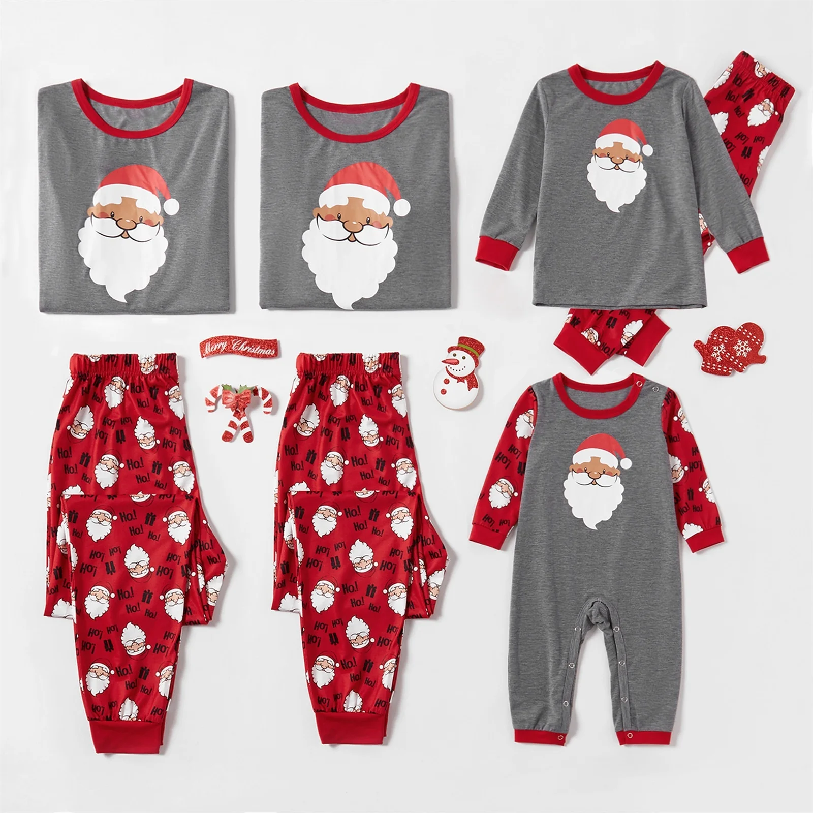 

2021 Christmas Cute Santa Print Family Matching Pajamas Sets (Flame Resistant)