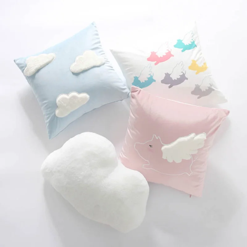 

White clouds plush pillowcase handmade sofa hug pillowcase