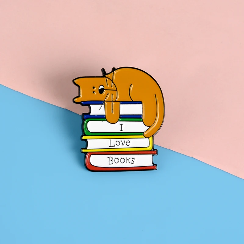 "Я люблю книги" Декоративный металл булавки смешная собака лежащая на книжке