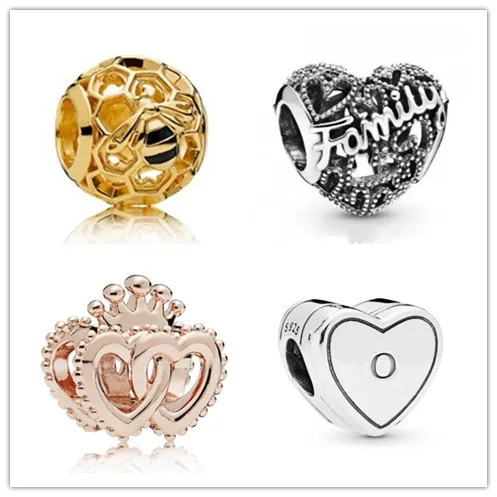 

925 Sterling Silver Charm Family Blooming Heart Charm Beads Fit Women pan Bracelet & Necklace Diy Jewelry