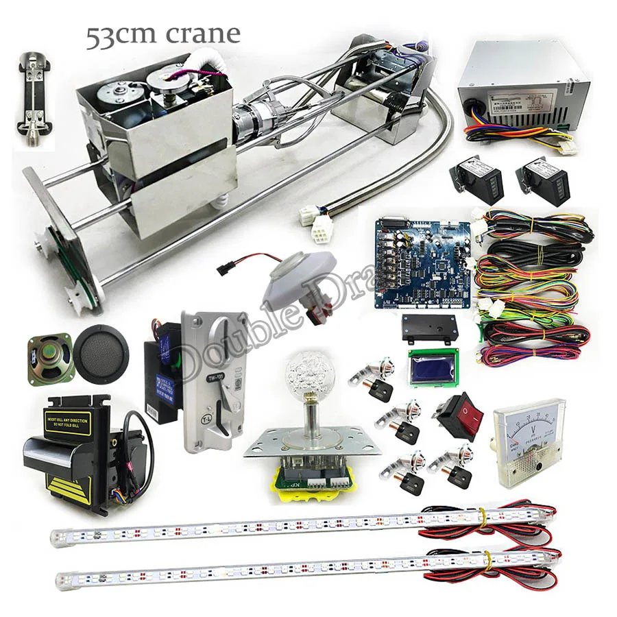 

Arcade Toy Crane 530mm/ 710mm gantry DIY kit with Taiwan main board wire harness speaker flashing push button coin acceptor etc