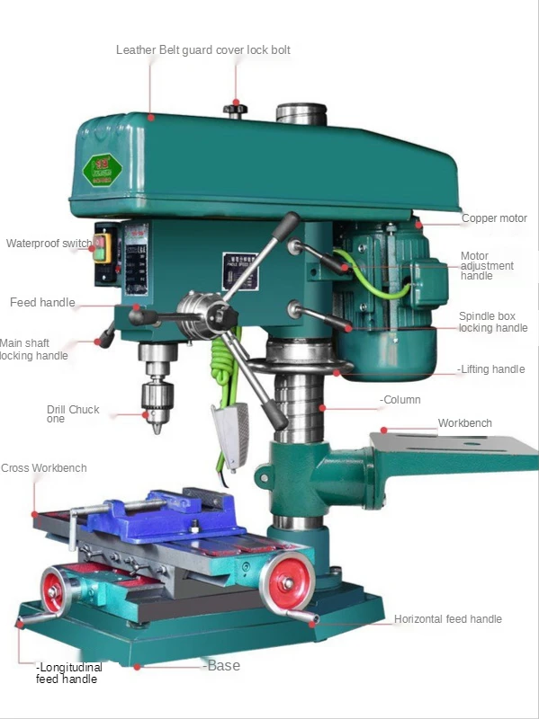 

Milling Three Use Drilling Machine Zx7032 380V Bench Drilling and Milling Machine 1500W Heavy Industrial Bench Drilling