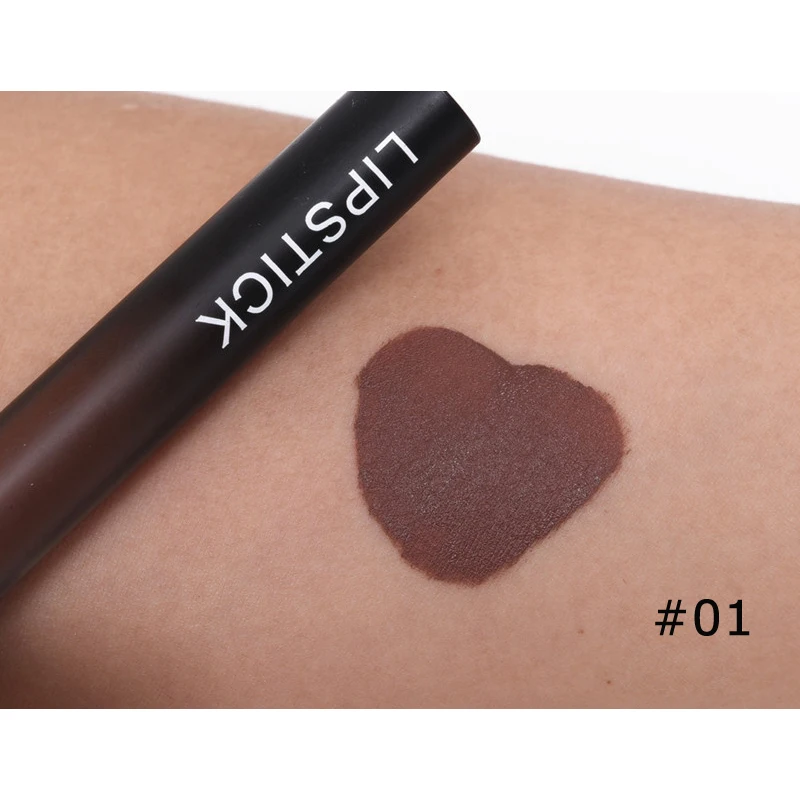 Матовая губная помада для макияжа стойкий Жидкий блеск губ водостойкая черная