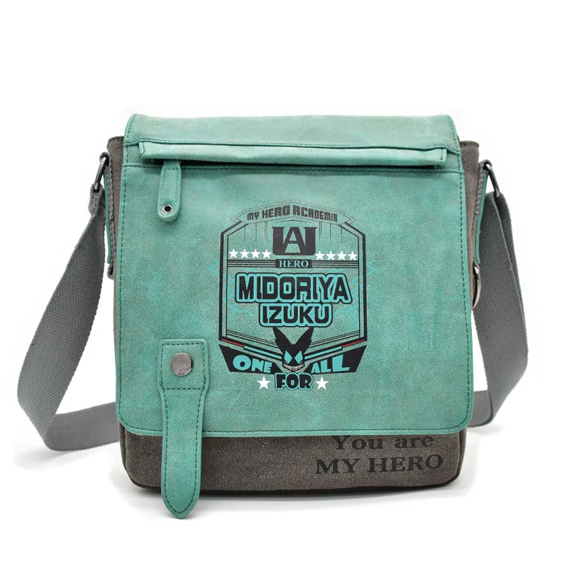 Брезентовая школьная сумка мессенджер на плечо с изображением истребителя