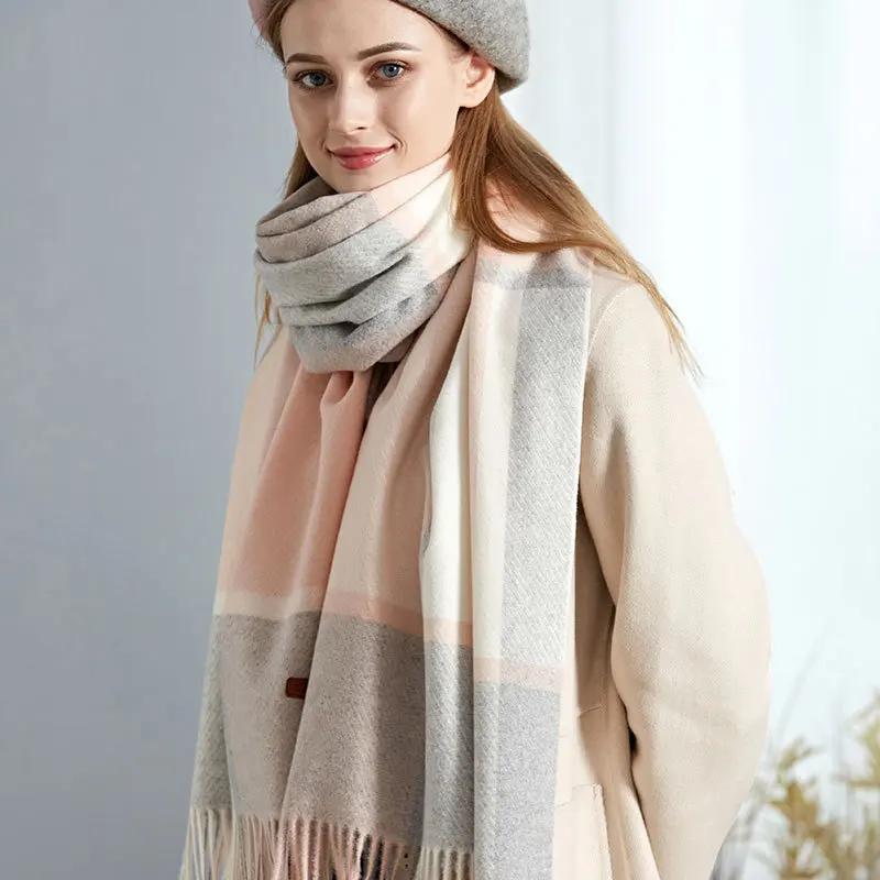 

Толстый шерстяной шарф в клетку женский зимний Корейский стиль Универсальный теплый кашемировый Воротник Новинка 2020 шаль двойного назначе...