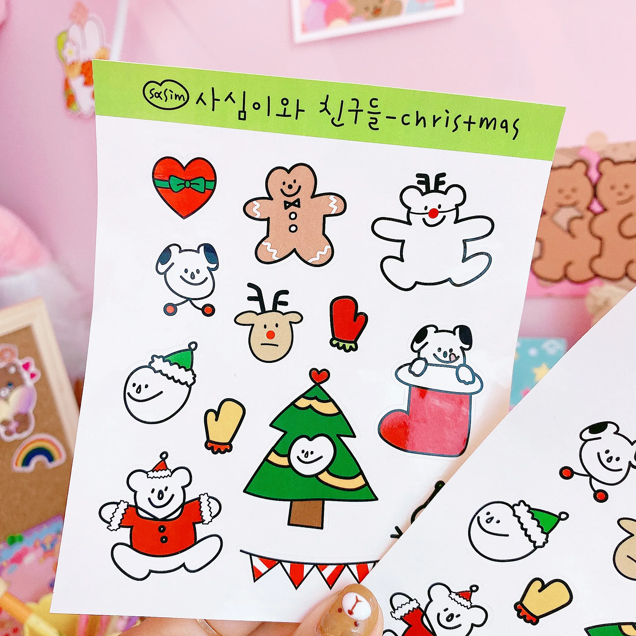 1 шт. Kawaii мультипликационным рисунком свитер с рождественским мишкой наклейки