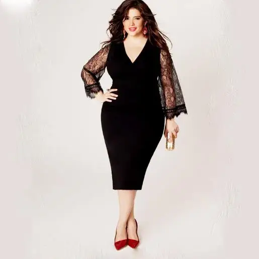 Boho женское платье 2019 негабаритных L 6XL осеннее облегающее Черное Шифоновое Платье