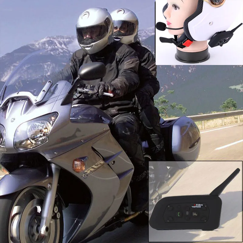 Домофон V6 Multi BT 2 шт. 1200 м для мотоциклетного шлема Bluetooth внутренняя связь