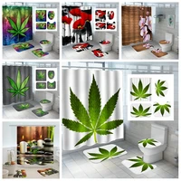 green maple leaf shower curtain fashion colorful with non slip rug mat bathroom curtain waterproof polyester home decor 180x180
