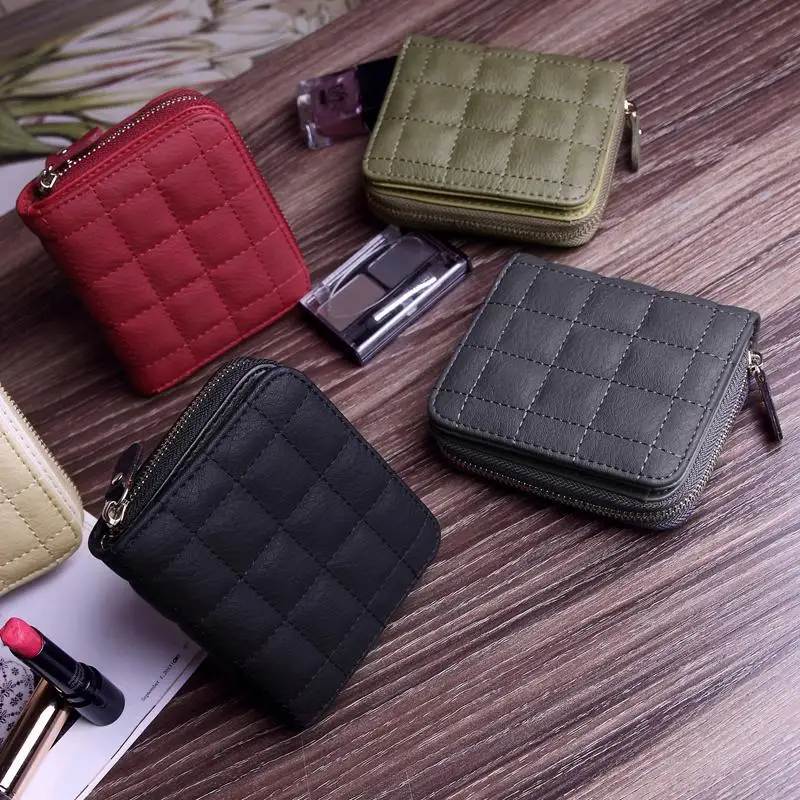 

2021 Korean Version of Mini Wallet Coin Purse Female Wallet PU Fashion Ladies Wallet Short Zipper Cute Student Short Embroidered